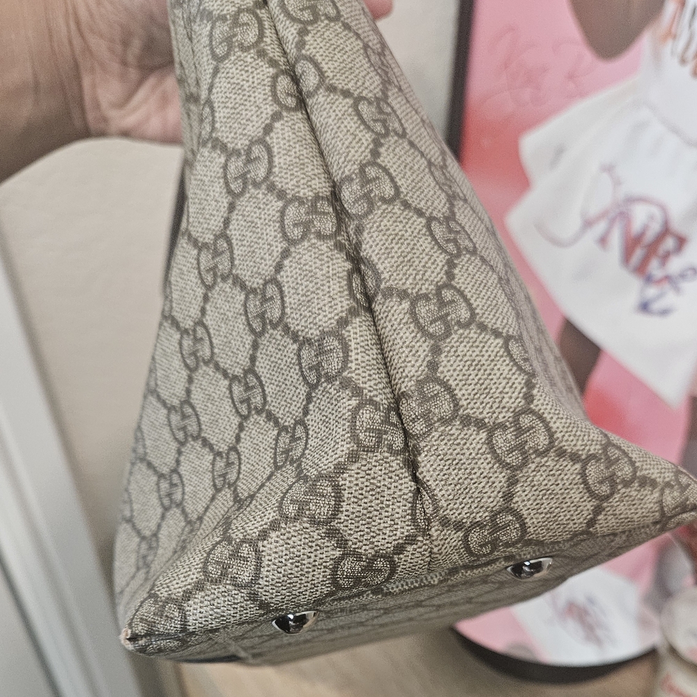 Gucci Beige/Brown Canvas Tote 15x9in - Picture 6 of 16